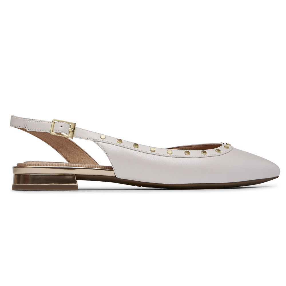 Rockport Womens Total Motion Zuly Studded - Slingback White - LRI643798